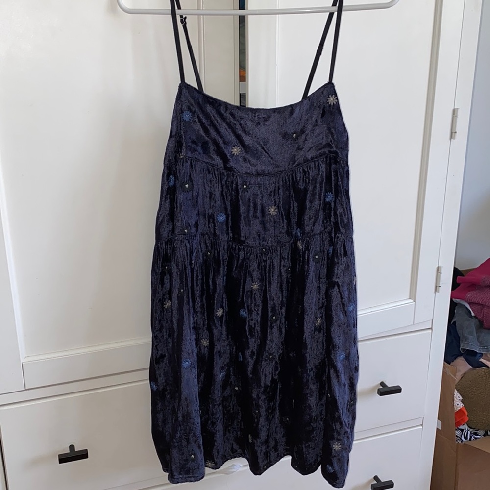 mini velvet navy blue dress